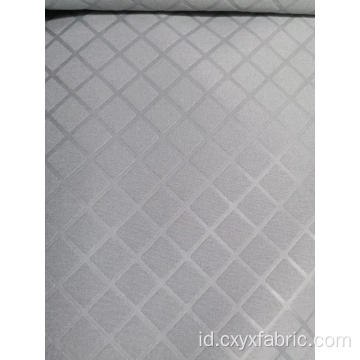 Kain polyester white check dan strip emboss